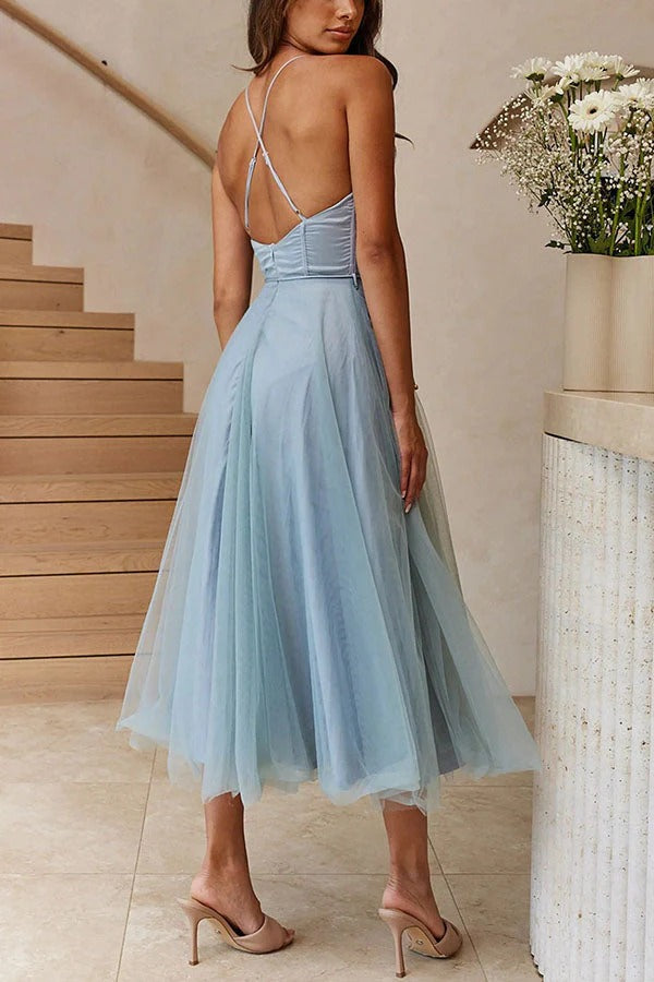 Mia - Romantic Women's Wedding Guest Dress with Bustier Bodice and Tulle Skirt
