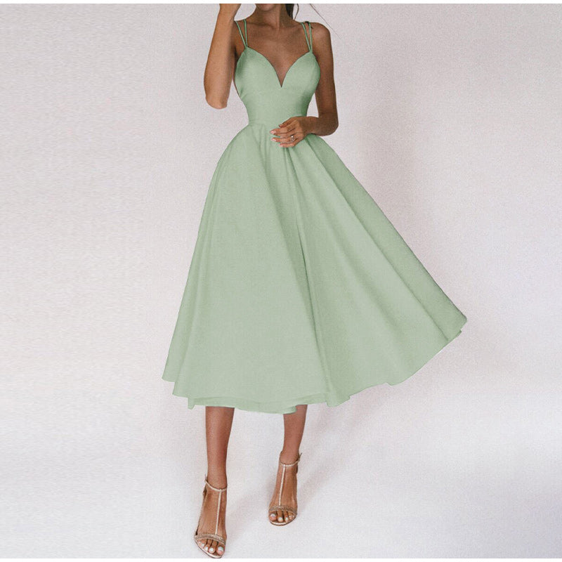 Scarlett - Elegant Women's Wedding Guest Midi Dress with Sweetheart Neckline and Full Skirt