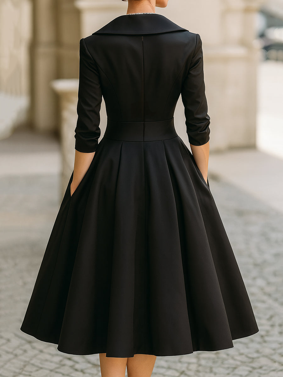 Sophia - Elegant Women's Wedding Guest Dress with Full A-Line Skirt and Wrap Bodice