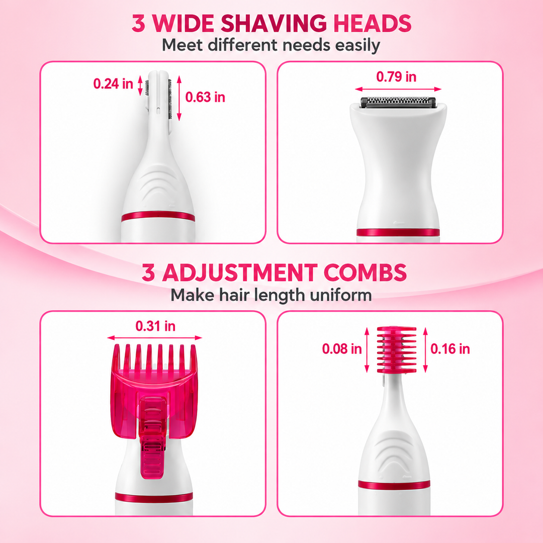 5-in-1 Rechargeable Epilator | Multi-Attachment Hair Removal System | Waterproof Design