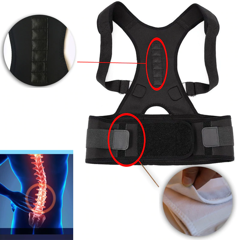 Adjustable Back Posture Corrector | Breathable Support Brace | Magnetic Inserts &amp; Custom Fit