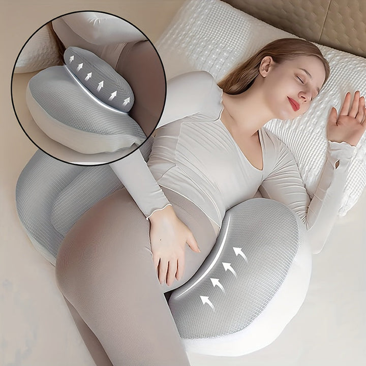 Adjustable Pregnancy Pillow | Ergonomic Maternity Support Pillow for Side Sleeping | Belly &amp; Back Support
