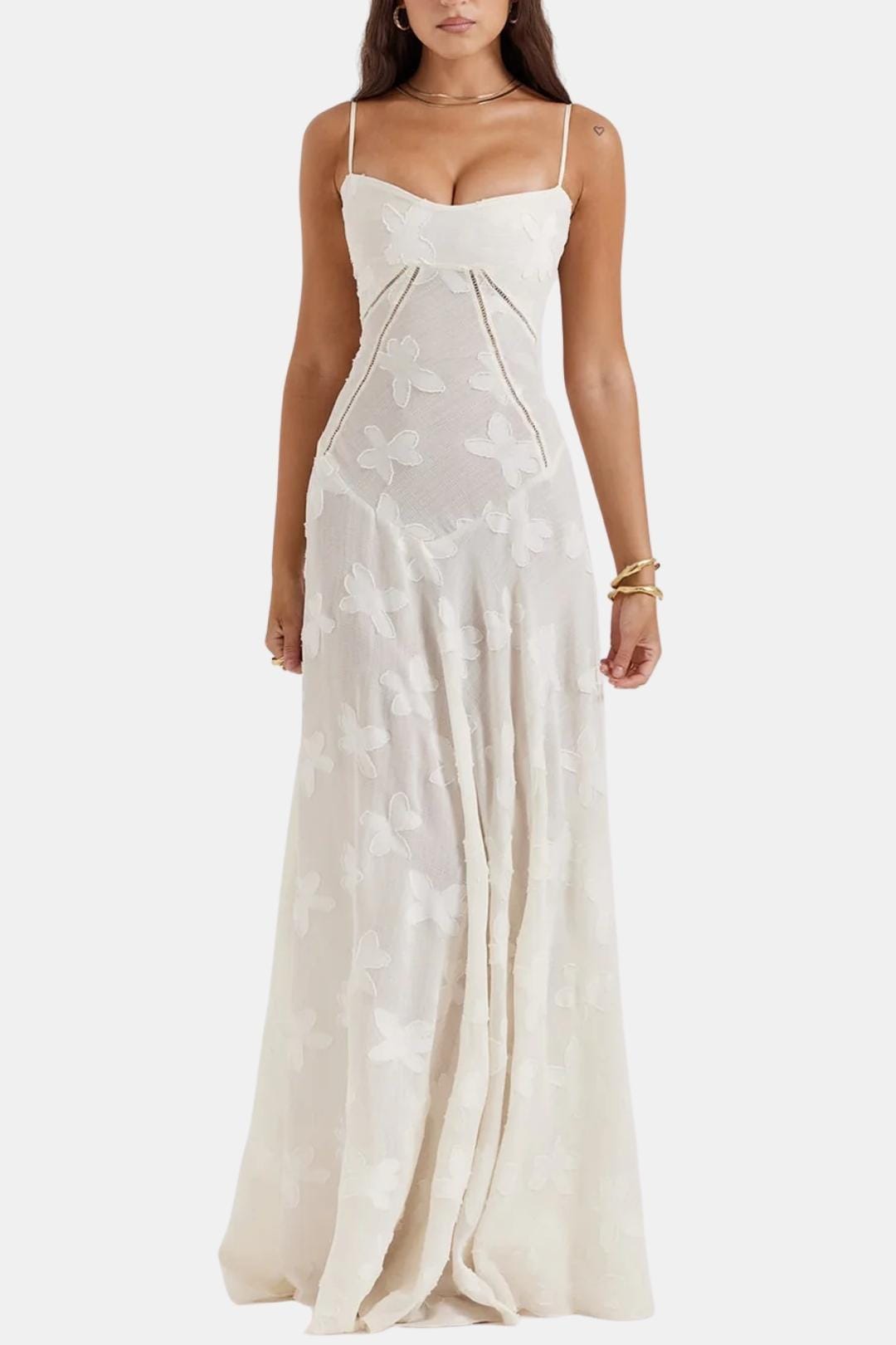 Amelia - Flowy Women's Wedding Guest Dress with Sweetheart Neckline and Maxi Length