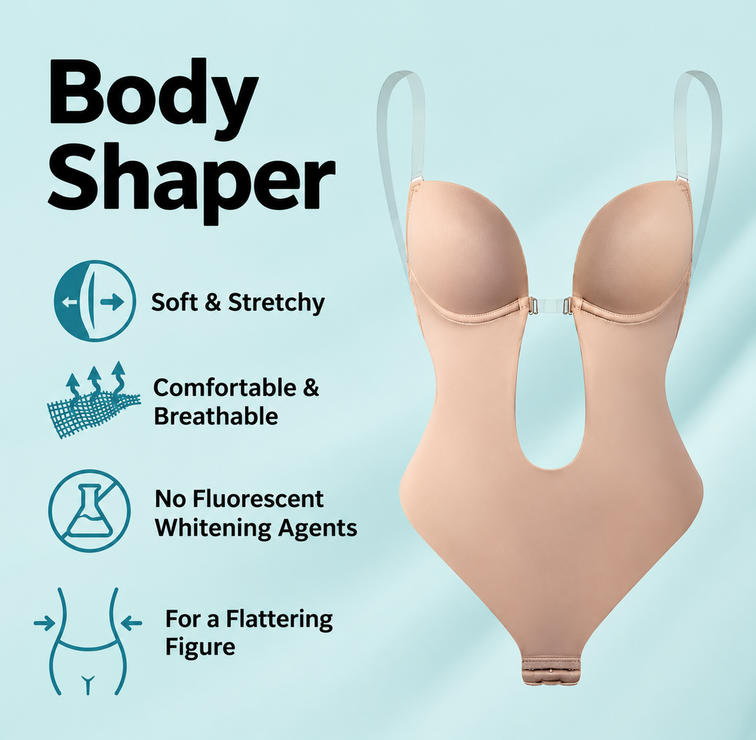Amelia - Women’s backless body bra with deep plunge and invisible support