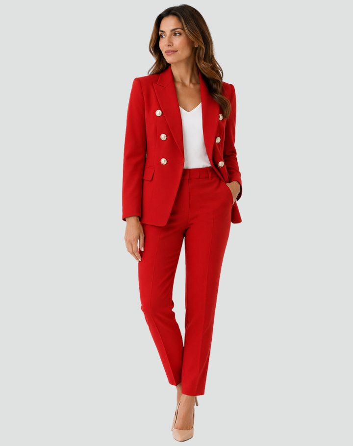 Amelia - Women’s matching blazer set double breasted and elegant with slim leg