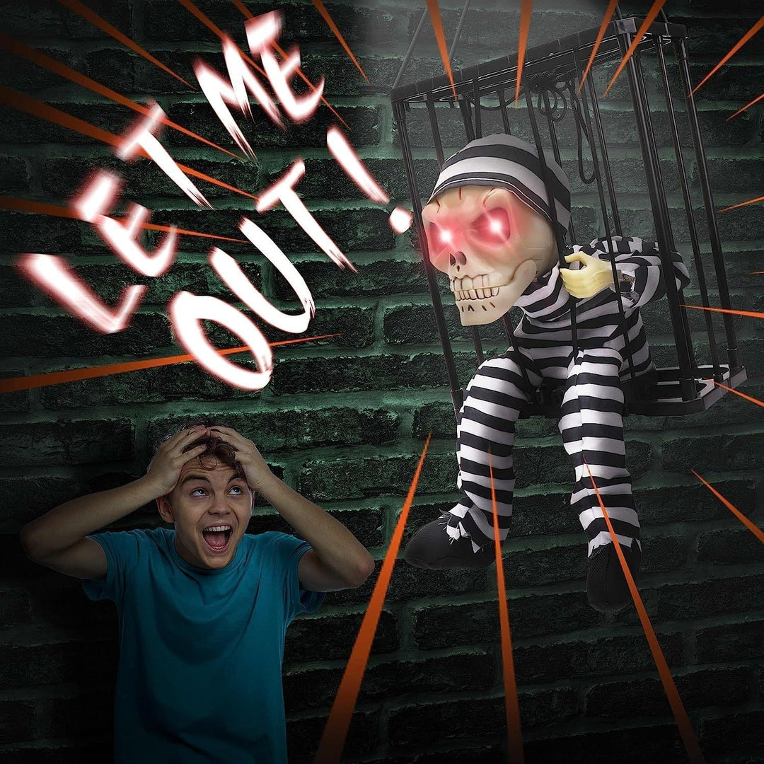 Animated Screaming Skeleton Decoration | Motion-Activated Halloween Prop | Hanging Design
