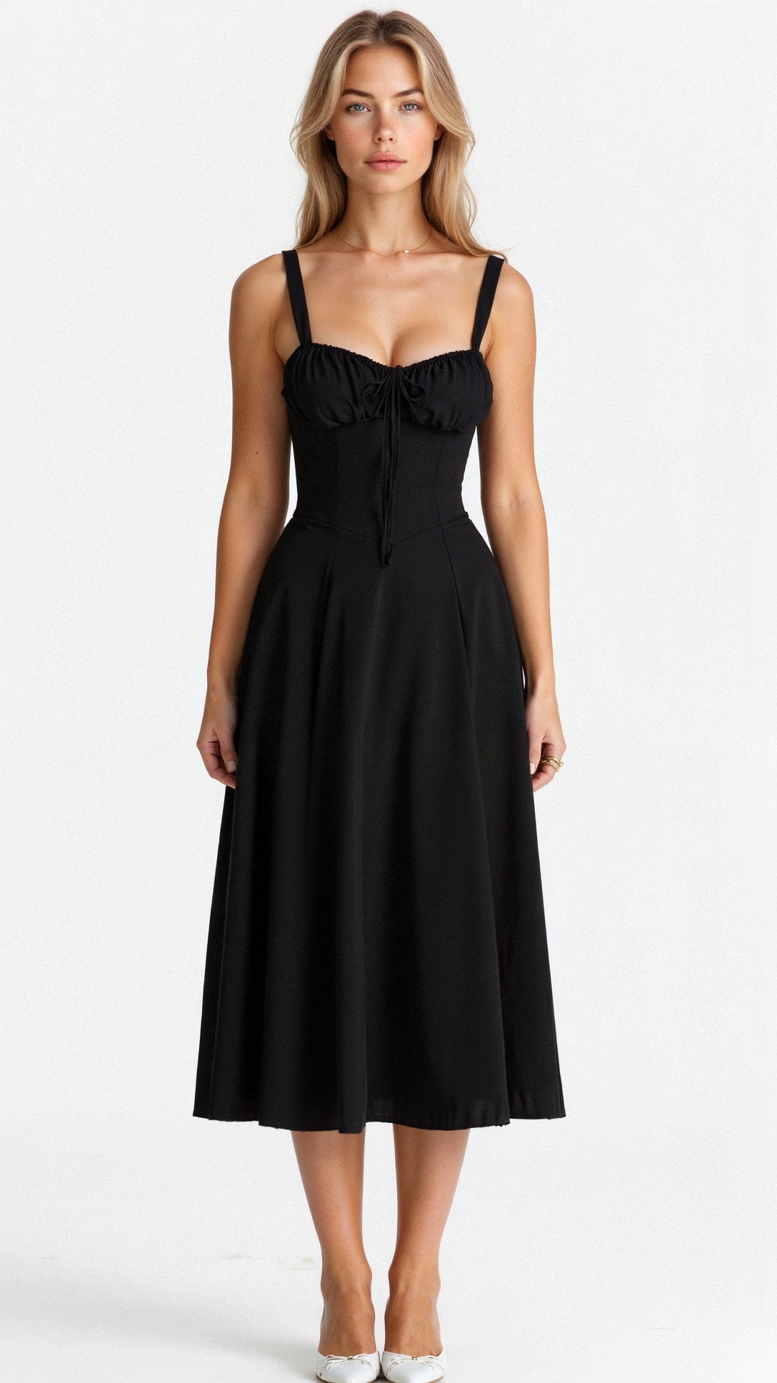 Aurora - Romantic Women's Wedding Guest Dress with Sweetheart Neckline and Front Slit