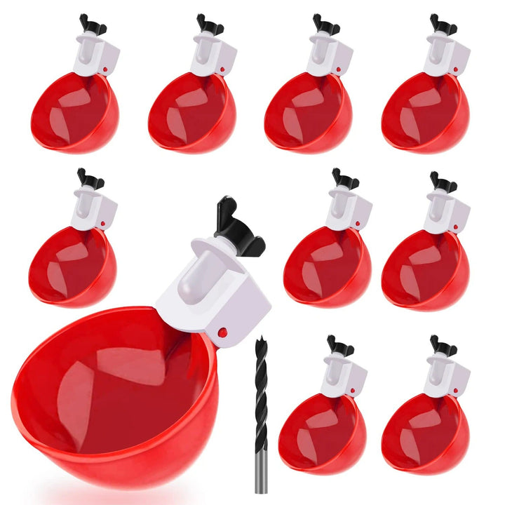 Automatic Chicken Water Cups | Gravity-Fed Poultry Waterer | Leak-Proof PP Drinking Cups | 10 Pack