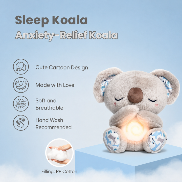 Breathing Koala Plush Toy | Soothing Night Light &amp; Gentle Motion | Soft Sleep Companion for Kids and Adults