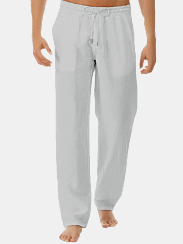Caleb - Smart Men's Linen Pants with Drawstring Waist and Straight Leg