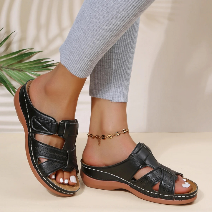Charlotte - Orthopedic Sandals for Women with Wedge Sole and Cutout Strap Detail