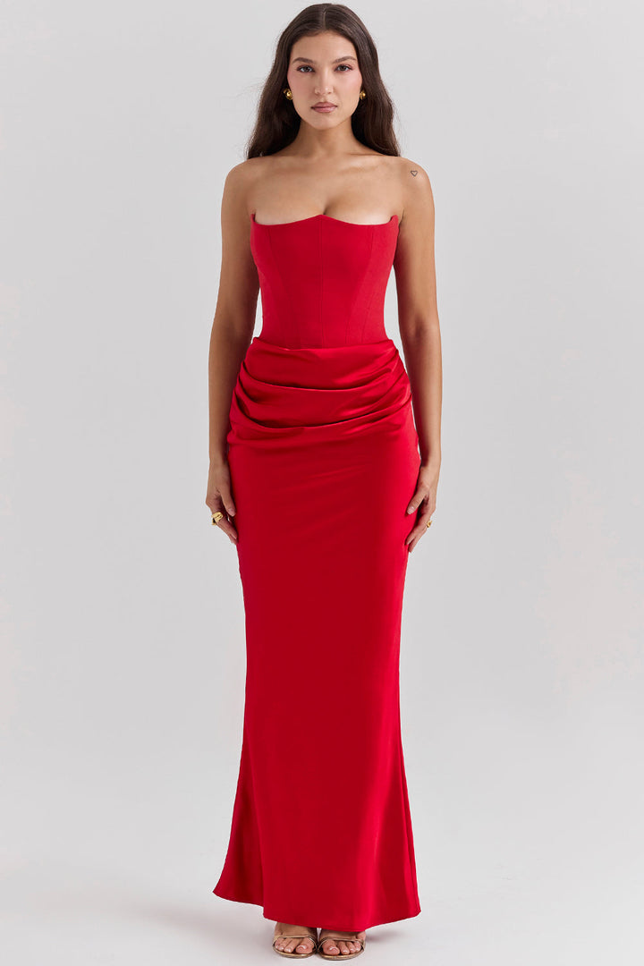 Charlotte - Women’s formal maxi dress for holiday party with corset bodice
