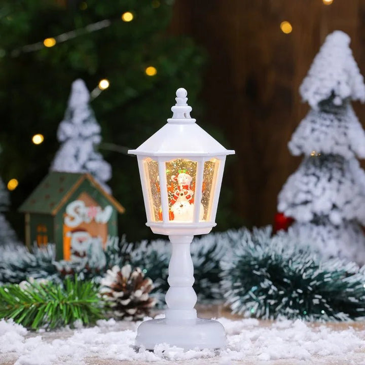 Christmas Snow Globe Lantern | Swirling Snow Effect &amp; Warm White LED Light | USB or Battery Powered