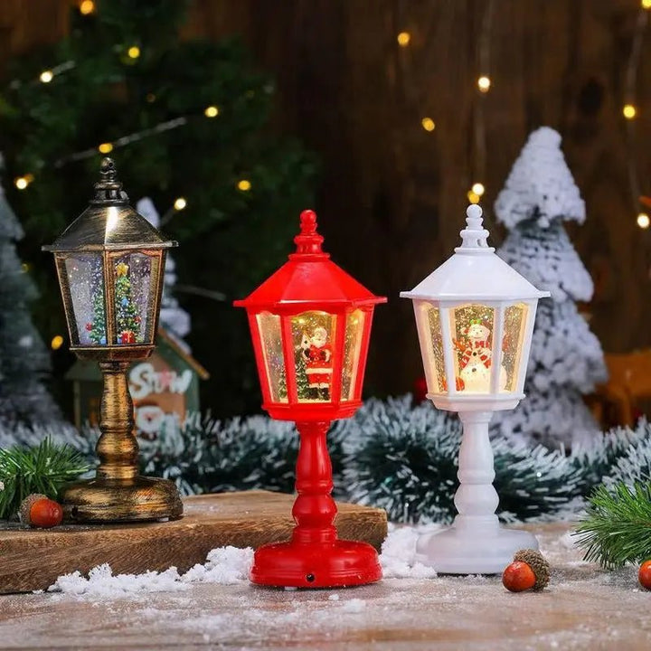 Christmas Snow Globe Lantern | Swirling Snow Effect &amp; Warm White LED Light | USB or Battery Powered