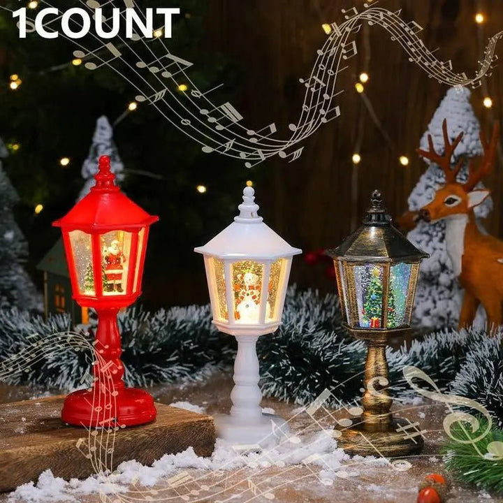 Christmas Snow Globe Lantern | Swirling Snow Effect &amp; Warm White LED Light | USB or Battery Powered