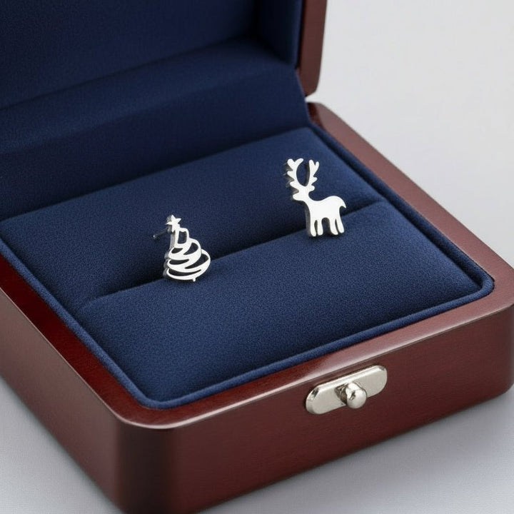 Christmas Stud Earrings | 925 Sterling Silver | Polished Finish &amp; Butterfly Back | Holiday Jewelry Gift