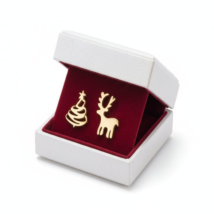 Christmas Stud Earrings | 925 Sterling Silver | Polished Finish &amp; Butterfly Back | Holiday Jewelry Gift