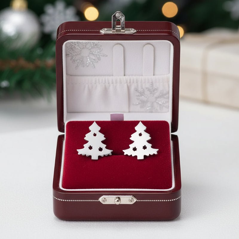 Christmas Stud Earrings | 925 Sterling Silver | Polished Finish &amp; Butterfly Back | Holiday Jewelry Gift