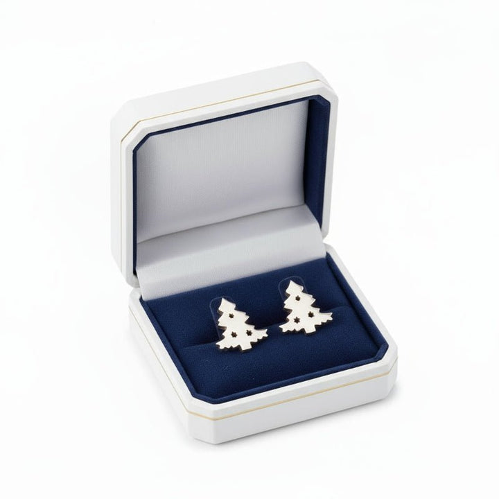 Christmas Stud Earrings | 925 Sterling Silver | Polished Finish &amp; Butterfly Back | Holiday Jewelry Gift