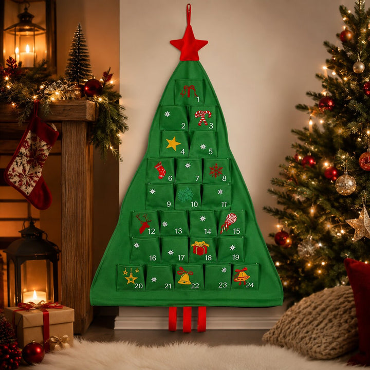 Christmas Tree Fillable Advent Calendar | 24 Reusable Pockets | Personalized Holiday Countdown
