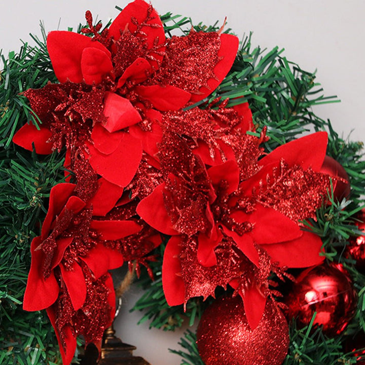 Christmas Wreath with LED Lantern | Festive Greenery &amp; Decorative Ornaments | Battery-Powered Holiday Decor