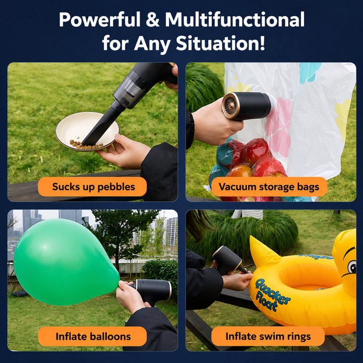 Cordless Handheld Vacuum &amp; Air Blower | USB-C Rechargeable Mini Cleaner | Portable Dust Cleaner for Car &amp; Desk