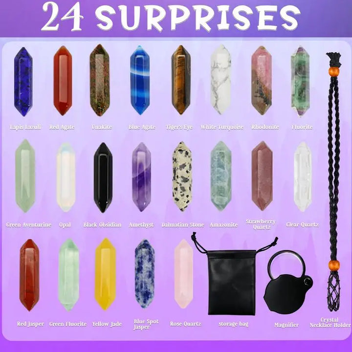 Crystal Advent Calendar 2026 | 24 Crystal &amp; Gemstone Surprises | Holiday Countdown Gift Set