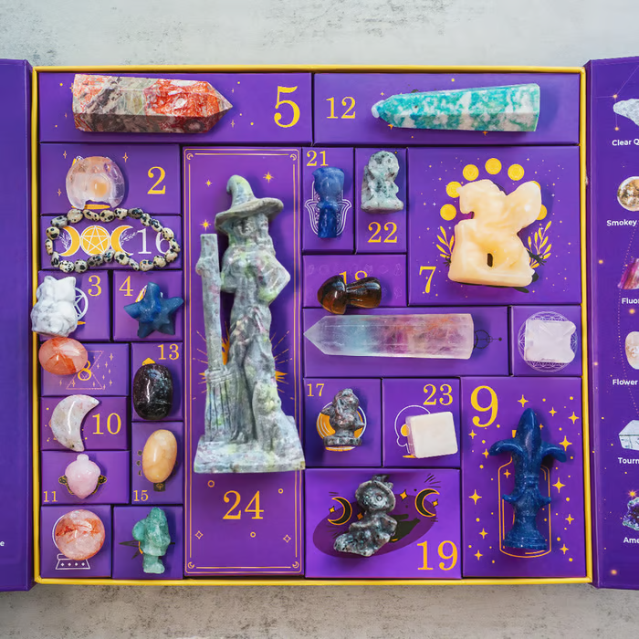 Crystal Advent Calendar | 24 Gemstone Surprises | Holiday Countdown Gift Set