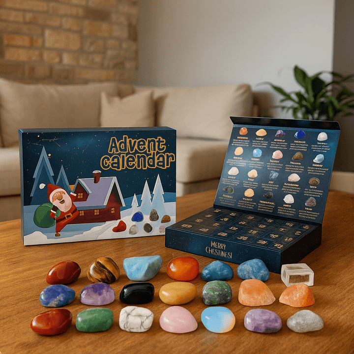 Crystal Advent Calendar | 24 Natural Gemstones | Christmas Countdown Collector Set