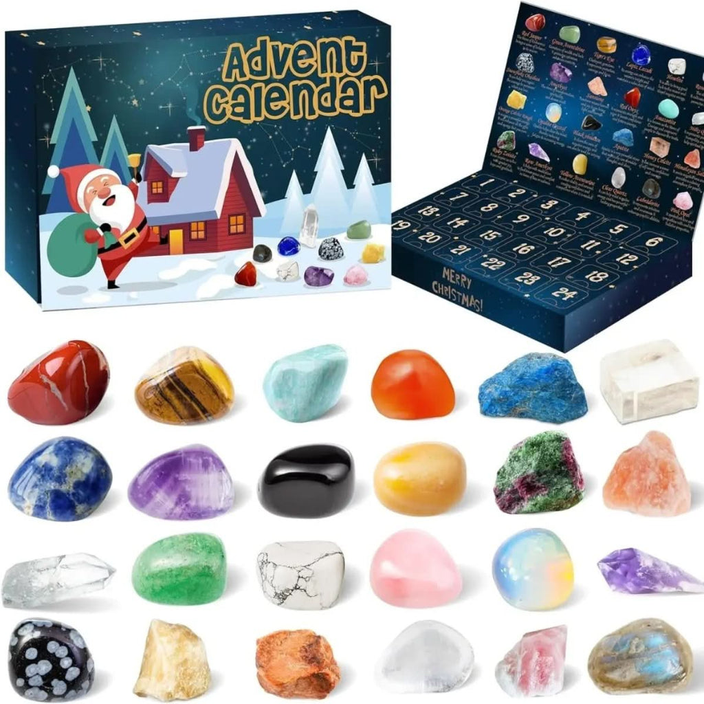 Crystal Advent Calendar | 24 Natural Gemstones | Christmas Countdown Collector Set