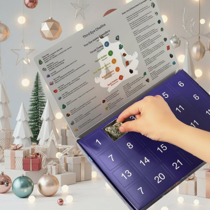 Crystal Advent Calendar | 24 Natural Gemstones | Christmas Countdown Collector Set