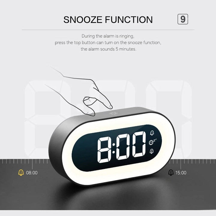Digital Alarm Clock with Night Light | Dimmable LED Display | USB-C Rechargeable &amp; 1500mAh Battery