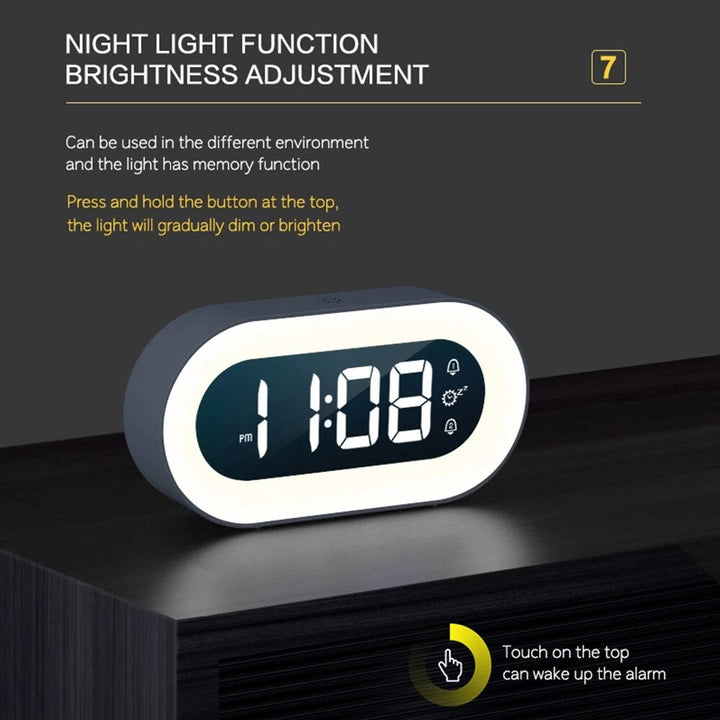 Digital Alarm Clock with Night Light | Dimmable LED Display | USB-C Rechargeable &amp; 1500mAh Battery
