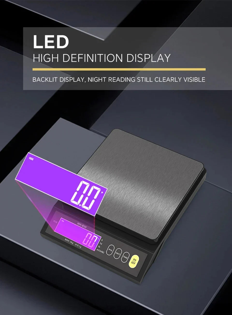 Digital Kitchen Scale | Waterproof Stainless Steel Platform | High Precision LCD Display | 11 lb Capacity