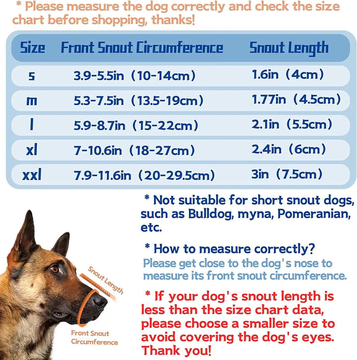 Dog Muzzle | Breathable Mesh Design | Adjustable Anti-Bite &amp; Anti-Bark Fit