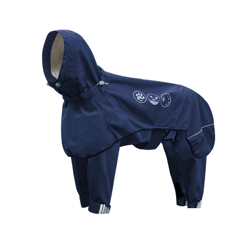 Dog Raincoat | Waterproof Four-Leg Design | Reflective Hooded Full Coverage Jacket