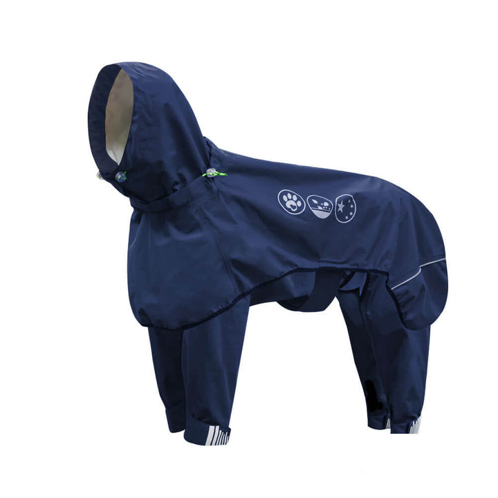 Dog Raincoat | Waterproof Four-Leg Design | Reflective Hooded Full Coverage Jacket