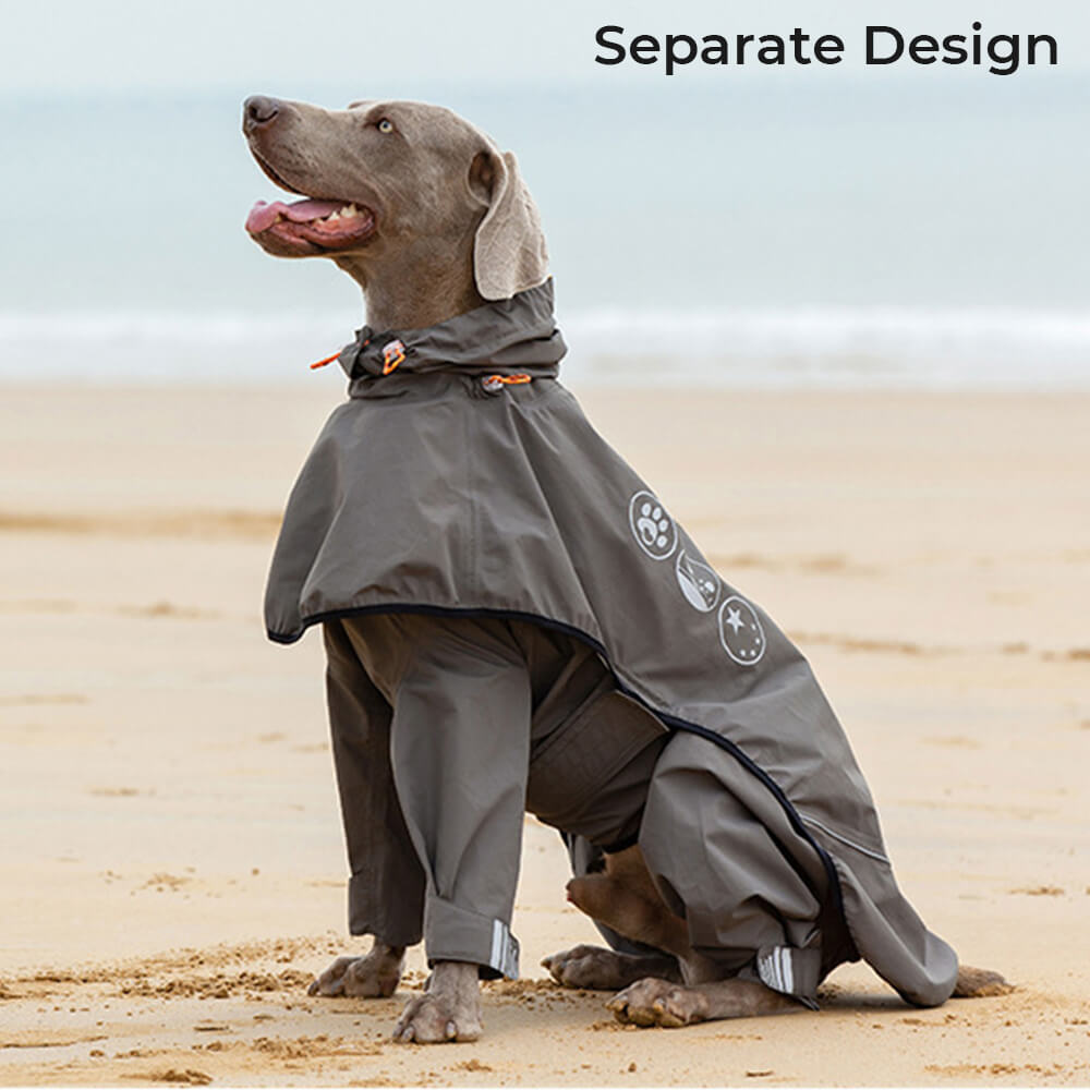 Dog Raincoat | Waterproof Four-Leg Design | Reflective Hooded Full Coverage Jacket