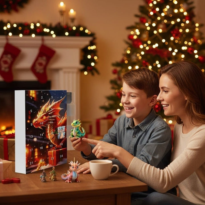 Dragon Advent Calendar | 24 Fantasy Dragon Charms | Christmas Countdown Collectible Set