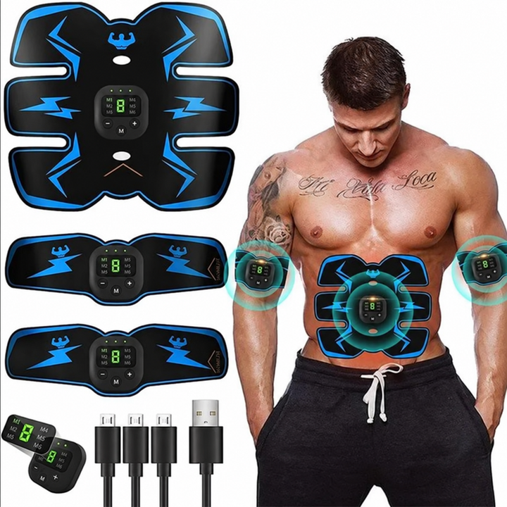 EMS Abdominal Muscle Stimulator | 6 Training Modes &amp; 10 Intensity Levels | USB Rechargeable