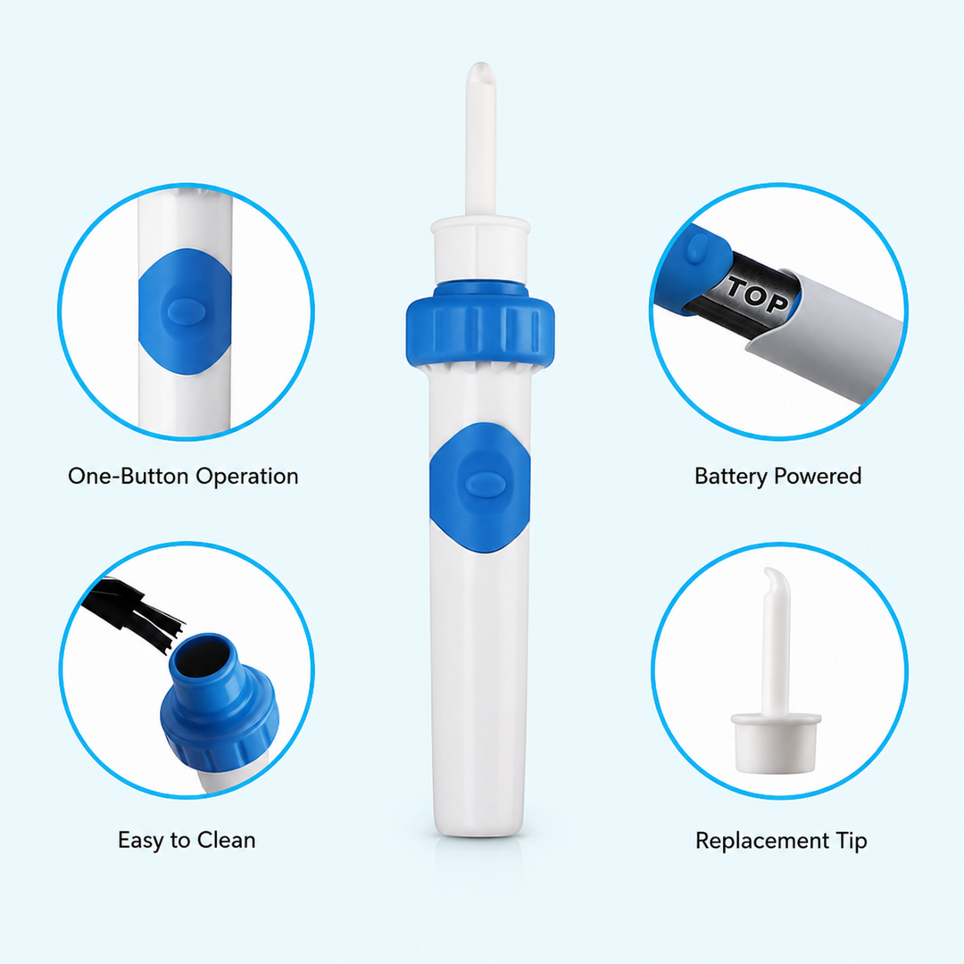 Ear Wax Remover | Electric Vacuum Cleaner with Soft Silicone Tips | Reusable Ear Cleaning Kit