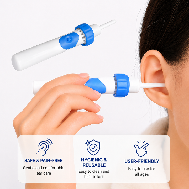 Ear Wax Remover | Electric Vacuum Cleaner with Soft Silicone Tips | Reusable Ear Cleaning Kit