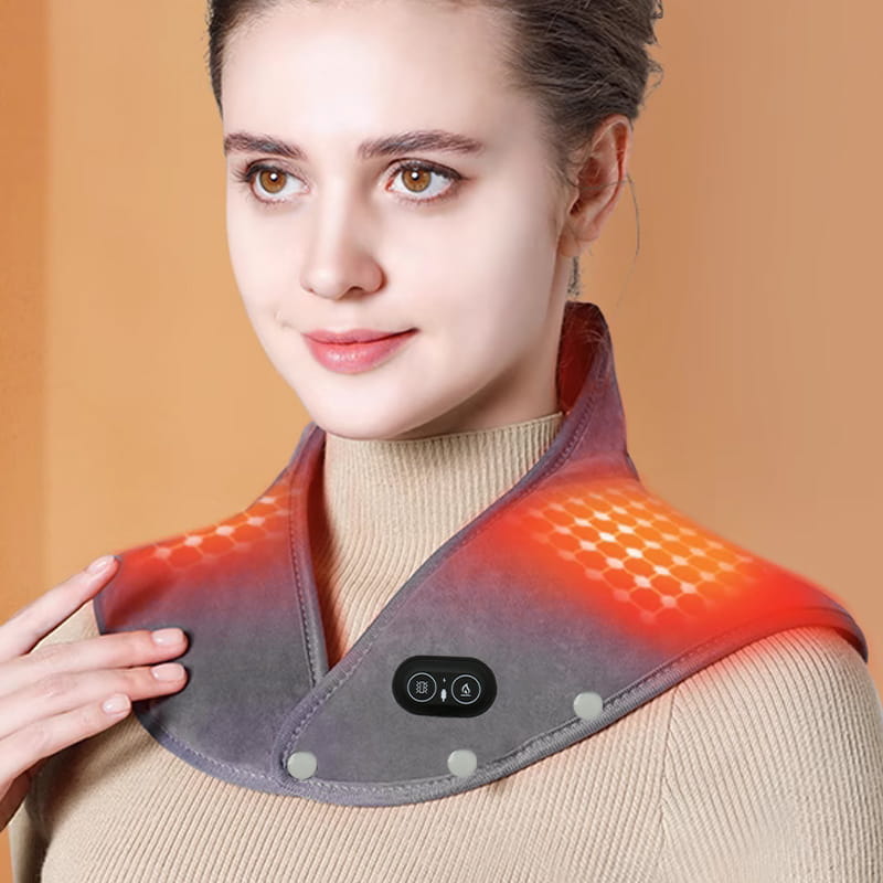 Electric Neck &amp; Shoulder Heating Pad | Soothing Vibration Massage | Adjustable Fit &amp; Heat Comfort Wrap