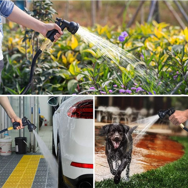 Expandable Garden Hose | 100 FT Flexible Water Hose with 8 Spray Nozzle | Lightweight No-Kink Design