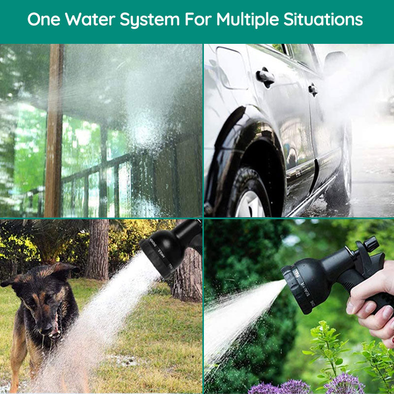 Expandable Garden Hose | 100 FT Flexible Water Hose with 8 Spray Nozzle | Lightweight No-Kink Design