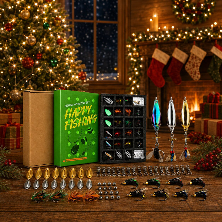 Fishing Advent Calendar | 24 Fishing-Themed Ornaments | Holiday Countdown Collectibles