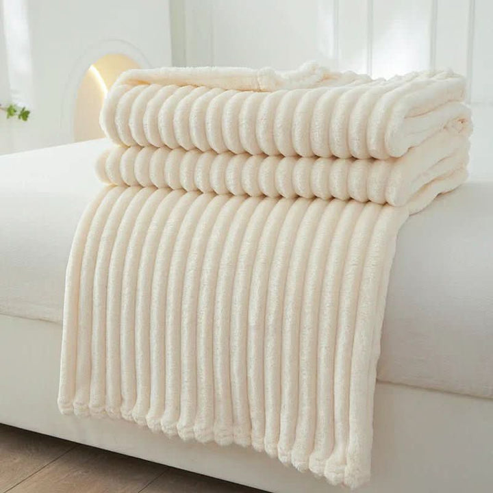 Flannel Fleece Blanket | Wide Stripe Pattern | Soft Polyester | 59.1 x 78.7 in