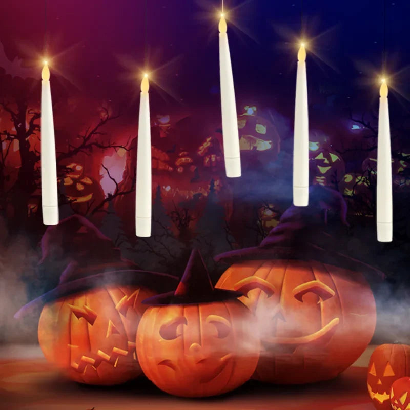 Floating LED Halloween Candle Lights | Magic Wand Remote Control | Hanging Holiday Decoration