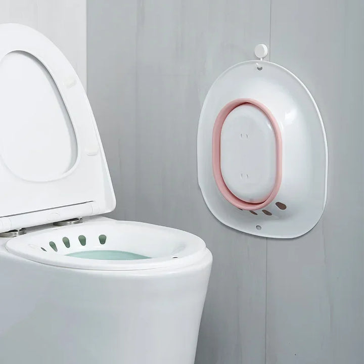Foldable Sitz Bath Basin | Portable Toilet Seat Bath | Space-Saving Design | Fits Standard Toilets