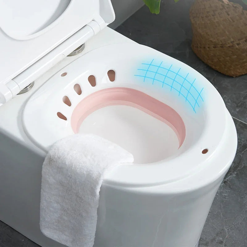 Foldable Sitz Bath Basin | Portable Toilet Seat Bath | Space-Saving Design | Fits Standard Toilets